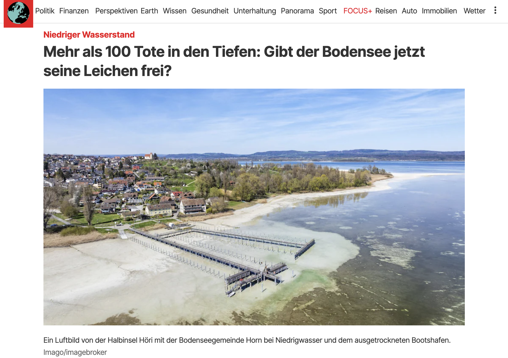 ‘Mehr als 100 Tote in den Tiefen: Gibt der Bodensee jetzt seine Leichen frei?’ Schlagzeile in focus.de